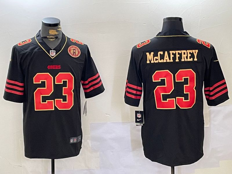 Men San Francisco 49ers #23 Mccaffrey Black Gold 2024 Nike Vapor Limited NFL Jersey style 10272